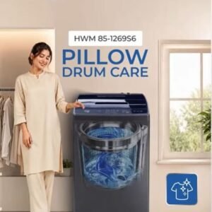Haier HWM 85-1269S6 8.5 Kg Fully Automatic Top Loading Washing Machine | Quick Wash | Pillow Drum | Dual Lint Filters | 10 Years Warranty